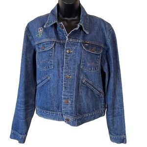 Wrangler Owl Embroidered Jean Trucker Jacket Vintage 70’s